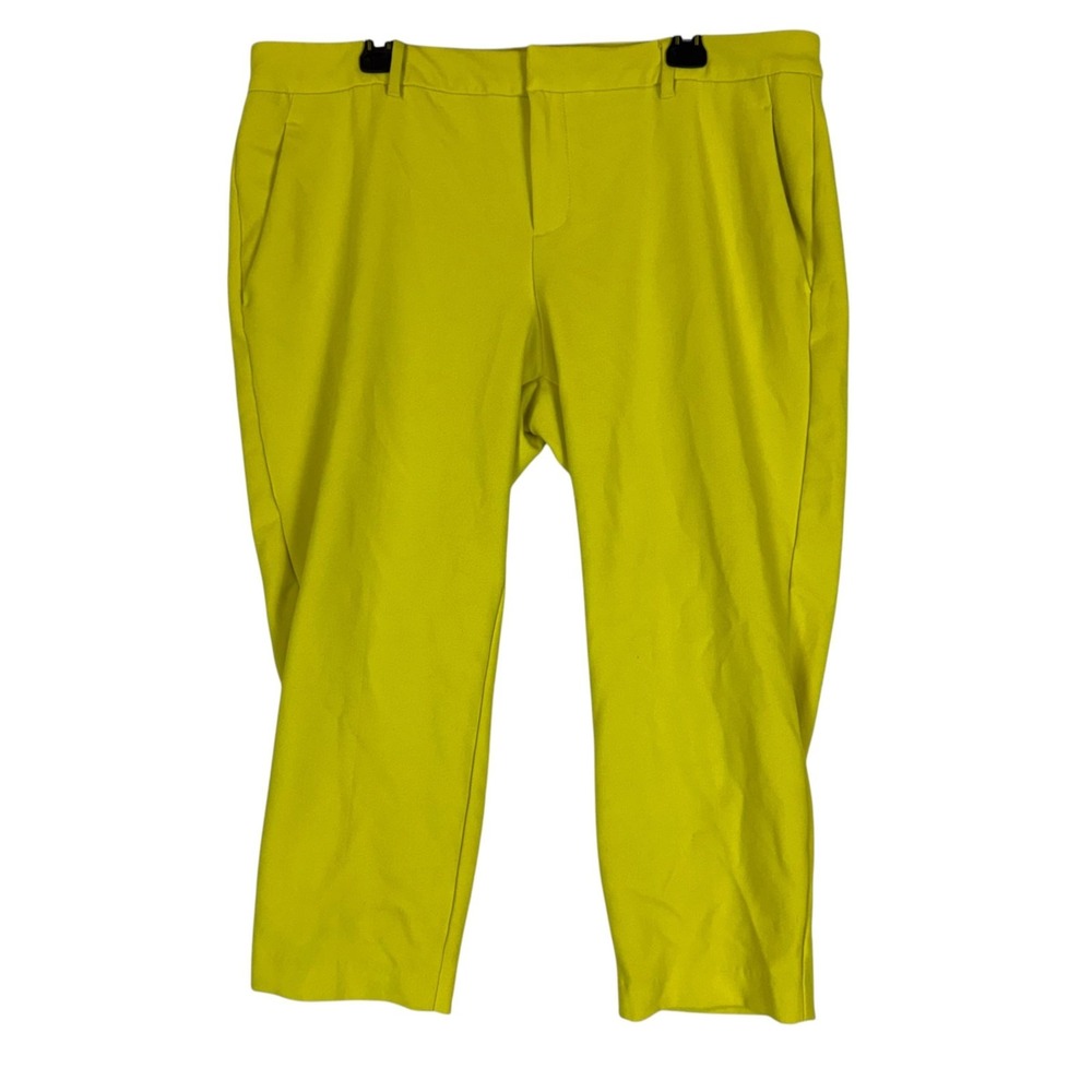 Old Navy Harper Pants Womens 16 Yellow Mid Rise Ankle Twill Tapered Stretch
